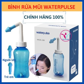 [Hàng chính hãng] Bình rửa mũi cao cấp Waterpulse với 2 đầu rửa (người lớn & trẻ em) - Tặng 2 gói muối bạc nano
