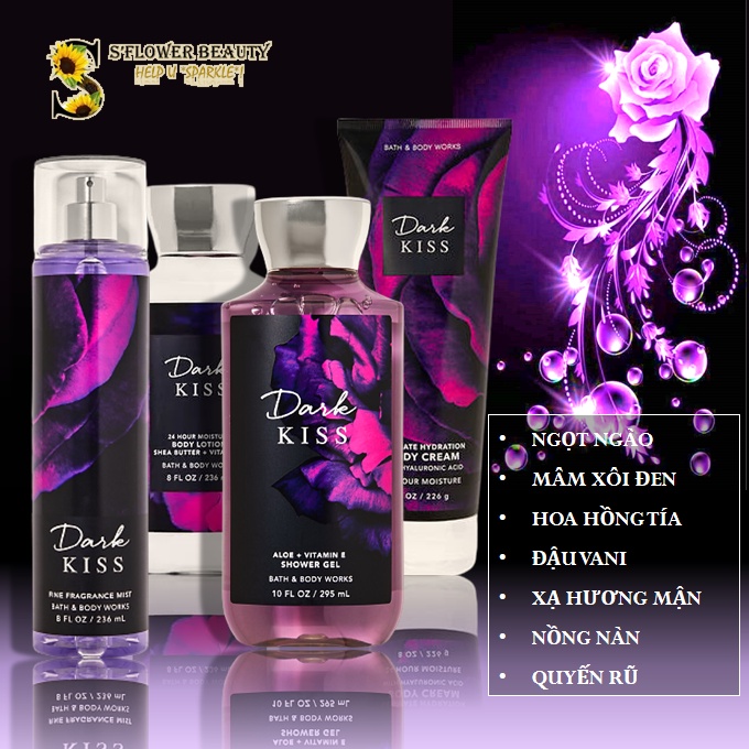 Dark Kiss | Sản Phẩm Tắm Dưỡng Xịt Thơm Toàn Thân Lưu Hương Mịn Da Bath &amp; Body Works