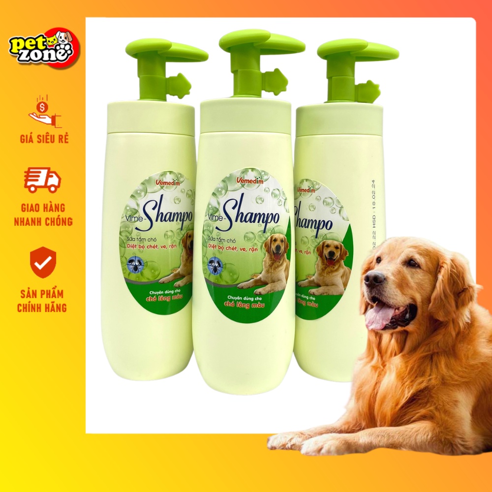Sữa tắm cho chó Vime Shampoo - Sữa tắm diệt bọ chét, ve rận - Chuyên dùng cho chó lông màu 300ml