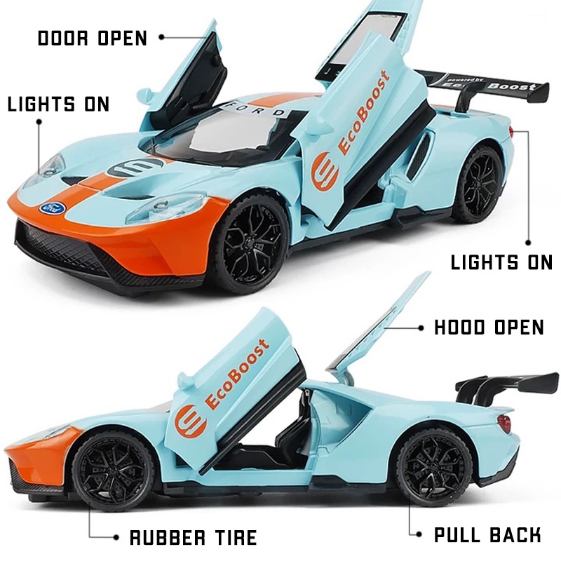 Mô Hình Xe Hơi Ford GT Bằng Hợp Kim Tỉ Lệ 1: 32 Có Đèn Và Nhạc