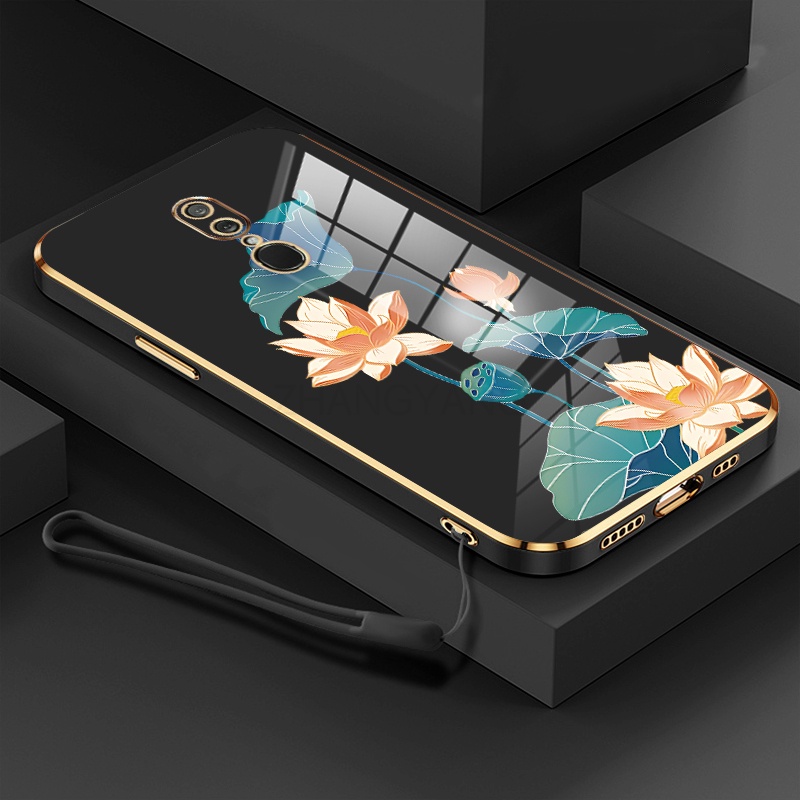 ốp lưng oppo f11 ốp điện thoại oppo f11 Ốp Điện Thoại TPU Dẻo Mạ Màu Họa Tiết Hoa Sen Sang Trọng