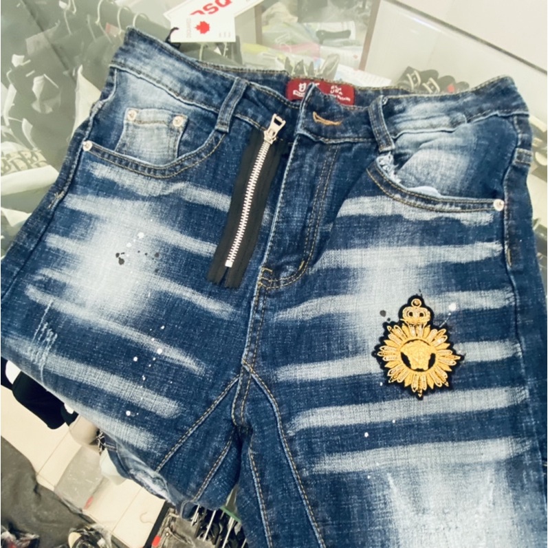 Quần bò nam khoá lệch mẫu mới thời trang hoạ tiết, Quần jean mầu xanh btshop từ 45 đến 75 kg.