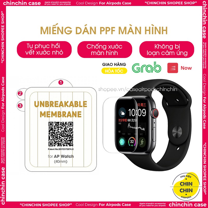 Miếng Dán Skin PPF Màn Hình Cho Apple Watch Chống Xước Màn Hình Tự Phục Hồi Vết Xước Đủ Size 38mm 40mm 42mm 44mm