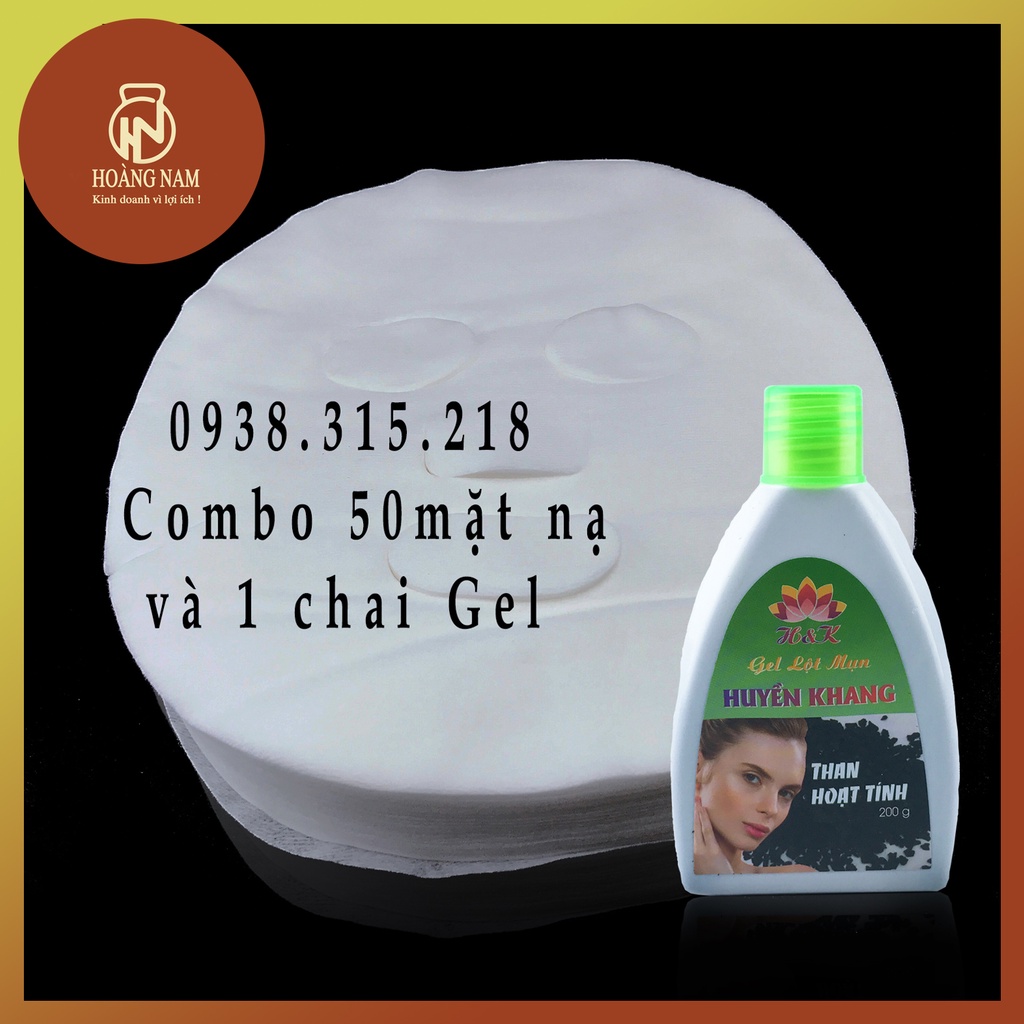 Combo 50 Mặt Nạ Giấy Bông Không Thấm Nước + 1 chai Lột Mụn Cám 200g