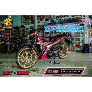 tem rời xe satria hồng trắng đen hayabusa chất liệu decal mccal