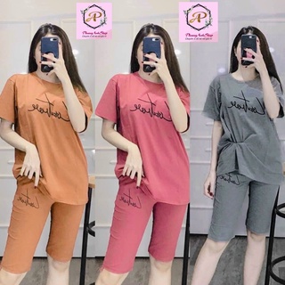 Đồ bộ thun cotton in chữ cao cấp
