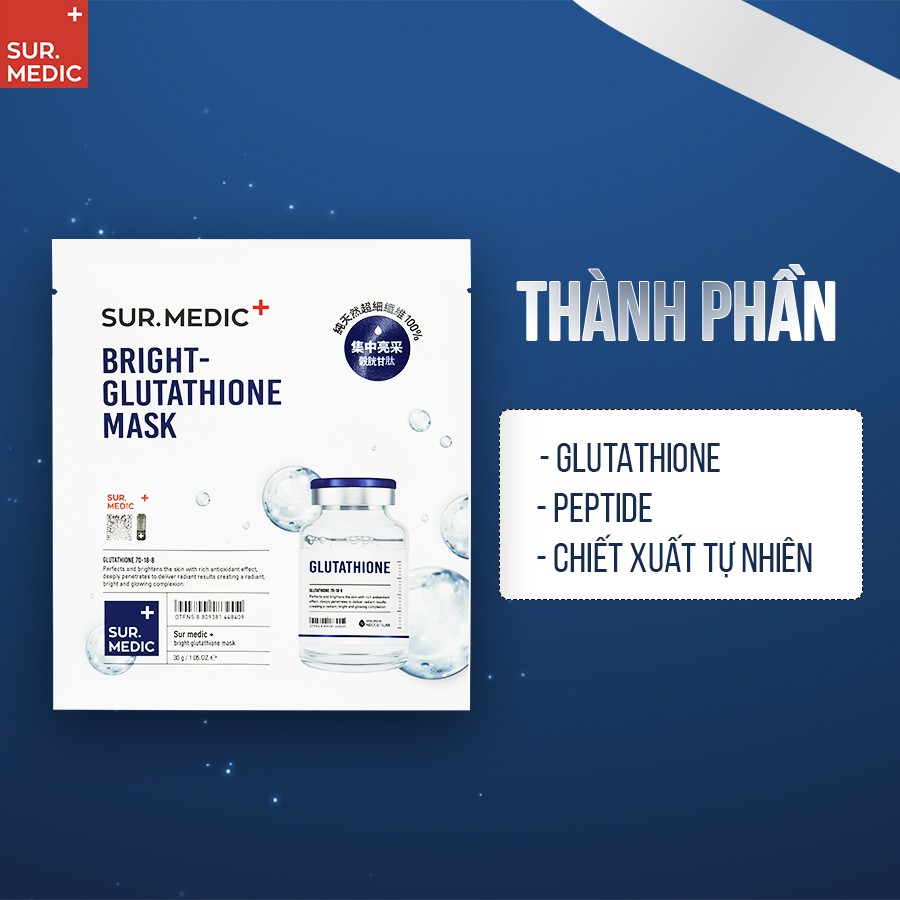 Combo 10 Mặt Nạ Dưỡng Trắng Da SURMEDIC Bright Glutathione Mask 30g x 10