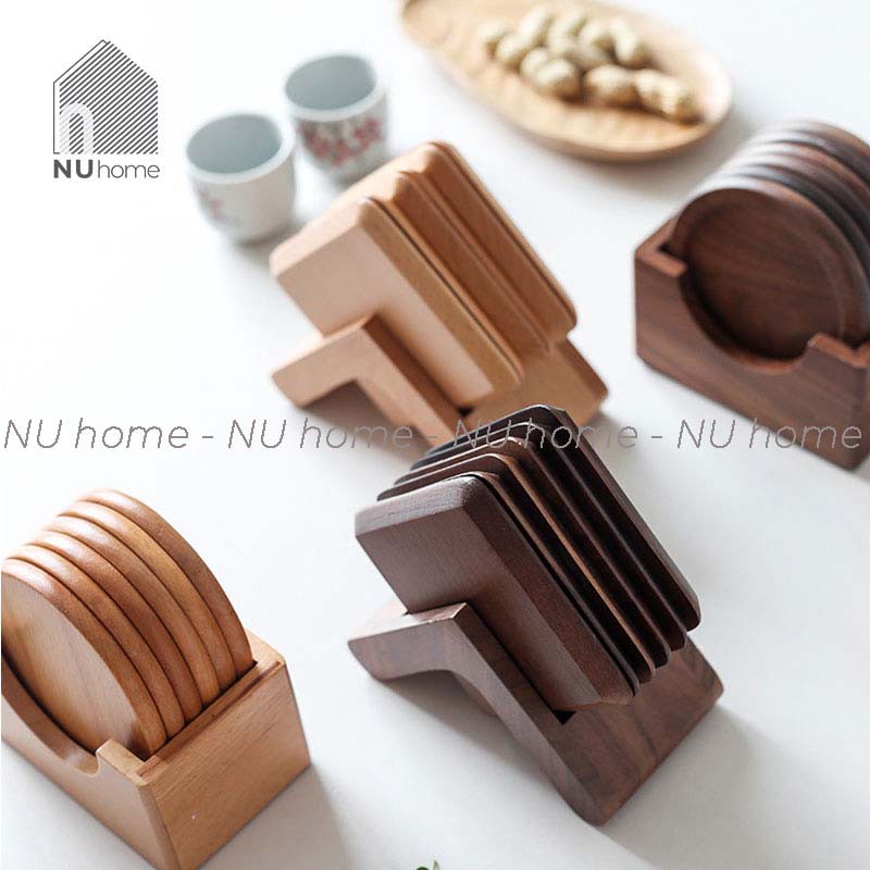 nuhome.vn | Đế lót ly bằng gỗ cao cấp đẹp mắt, được thiết kế sáng tạo mang phong cách nhật bản, bộ 6 đế lót gỗ tự nhiên