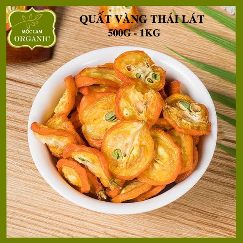 [TẶNG KÈM ĐƯỜNG PHÈN] Trà quất vàng sấy khô thái lát nguyên miếng Mộc Lam Túi zíp 500g - 1kg