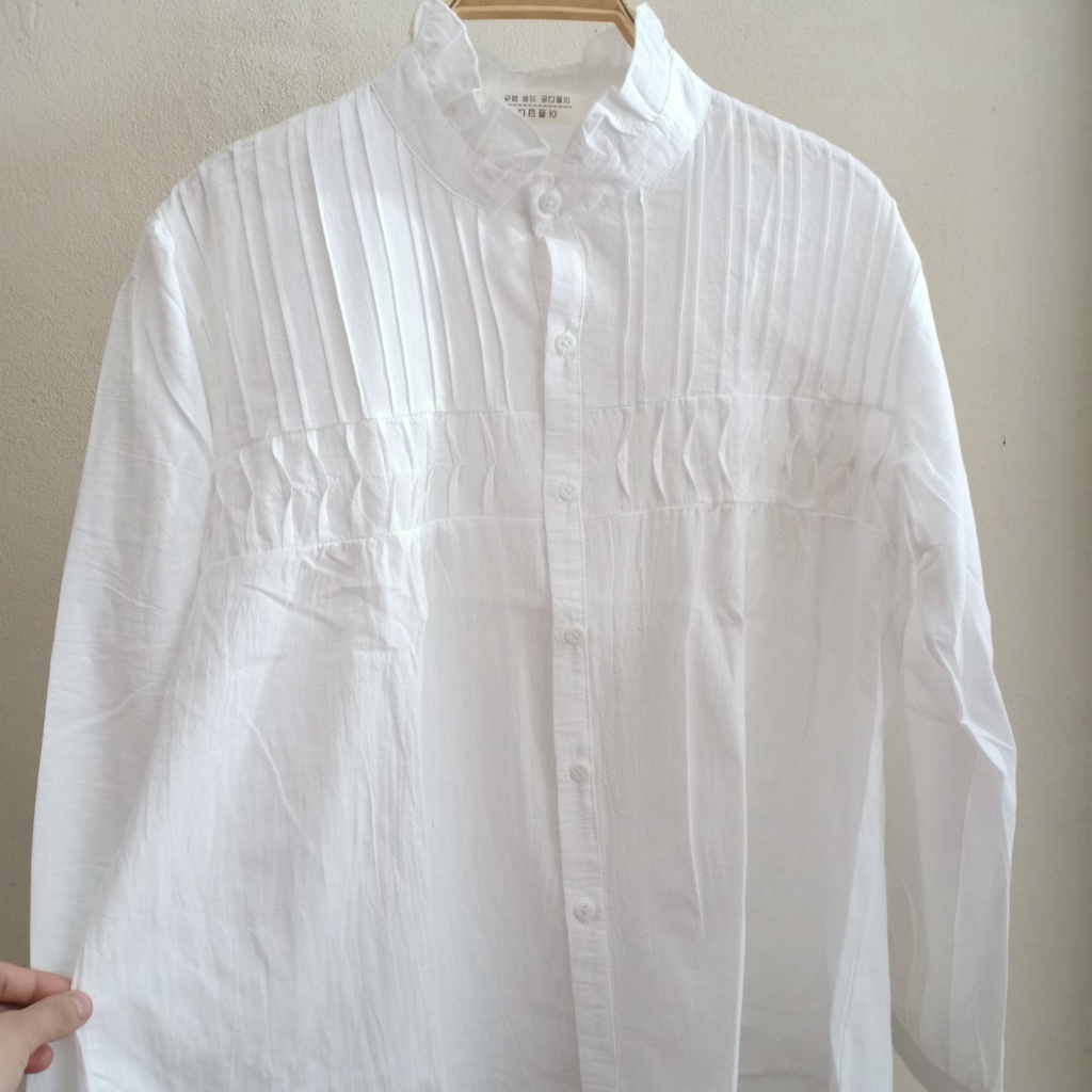 áo babydoll trắng tiểu thư ly dọc tay bồng hàng QC A 285 kaca.design