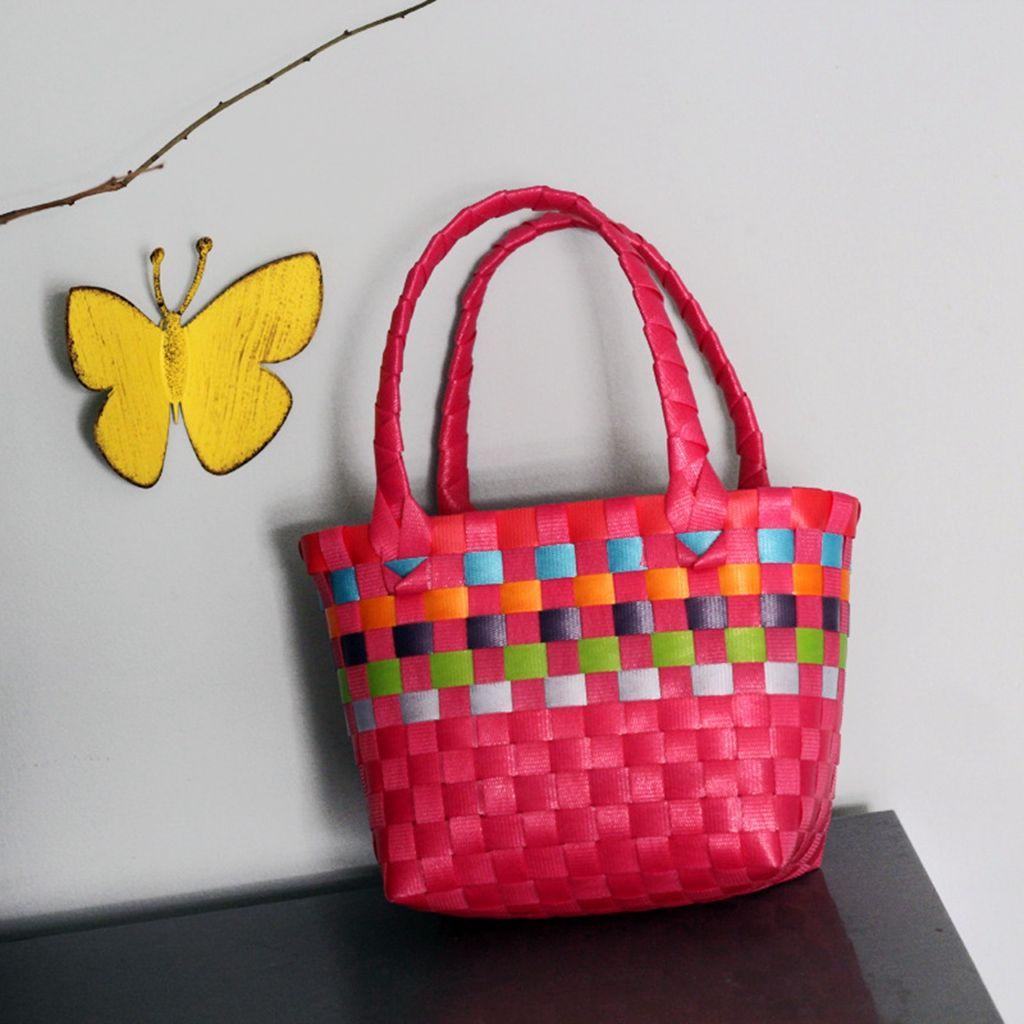 Danilo Giỏ Đựng Rau Củ Quả Bằng Nhựa PVC Dệt Nhiều Màu Sắc Thời Trang Đi Biển