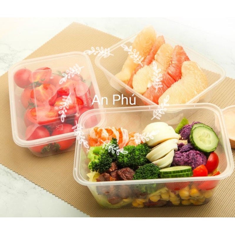 10 Hộp nhựa vuông microwave 650ml 750ml 1000ml hộp thực phẩm