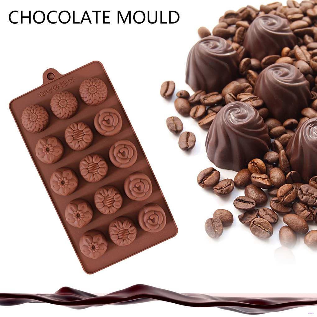 Khuôn silicone làm bánh fondant 15 ô hình hoa