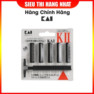 Set dao cạo râu 2 lưỡi kép KAI KAI (1 thân, 5 lưỡi)
