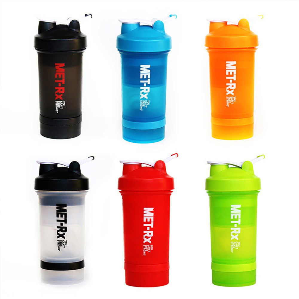 Bình Nước Tập Gym ⚡FREE SHIP⚡ Tập Thể Thao 3 Ngăn MET-RX