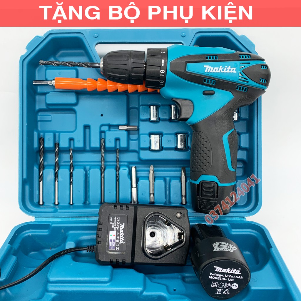 Máy Khoan Pin MAKITA 12V - Máy bắt vít MAKITA - 2 Pin - 100% Lõi đồng - Khoan cầm tay 12v