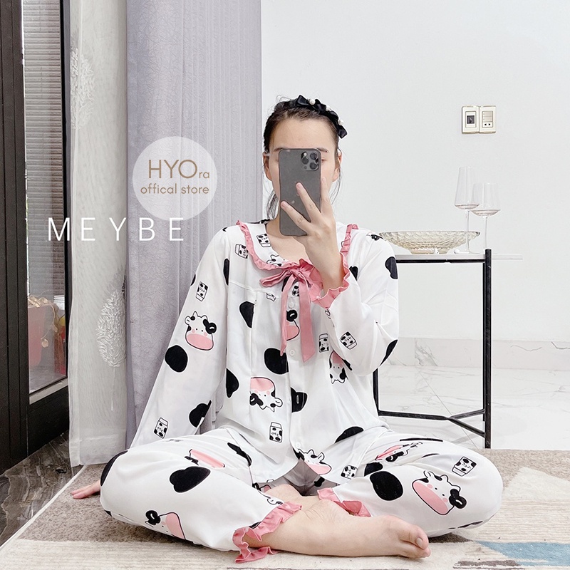 Bộ bầu mùa đông sau sinh mặc nhà dài tay vải Lụa có khóa giọt lệ SS-6