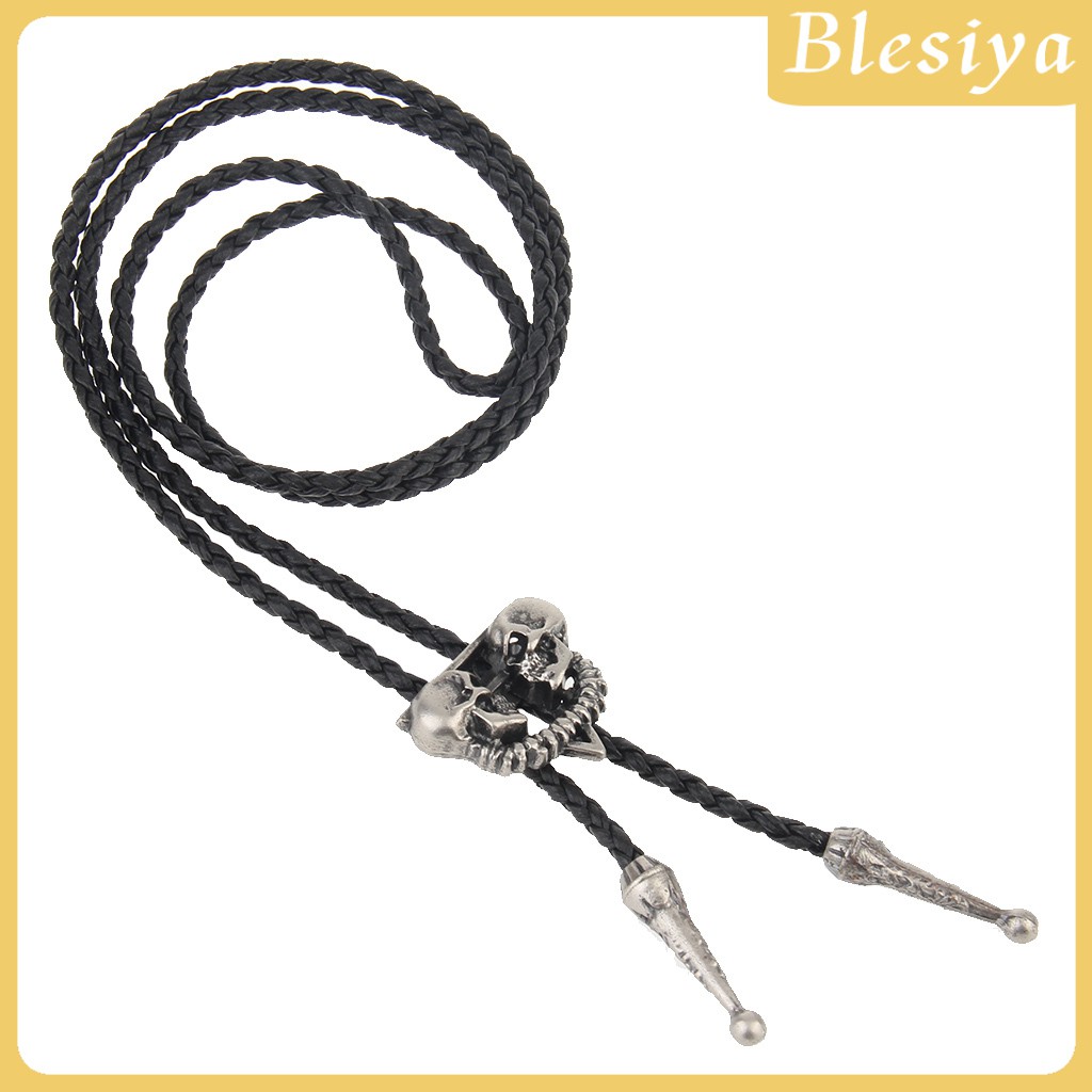 (Hàng Mới Về) Vòng Cổ Da Mặt Đầu Lâu Phong Cách Cao Bồi Phương Tây