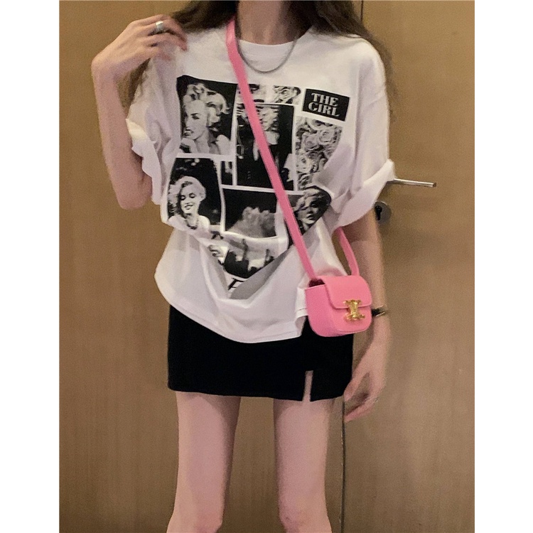 Áo Thun Nữ Ngắn Tay Cổ Tròn Thời Trang Hàn