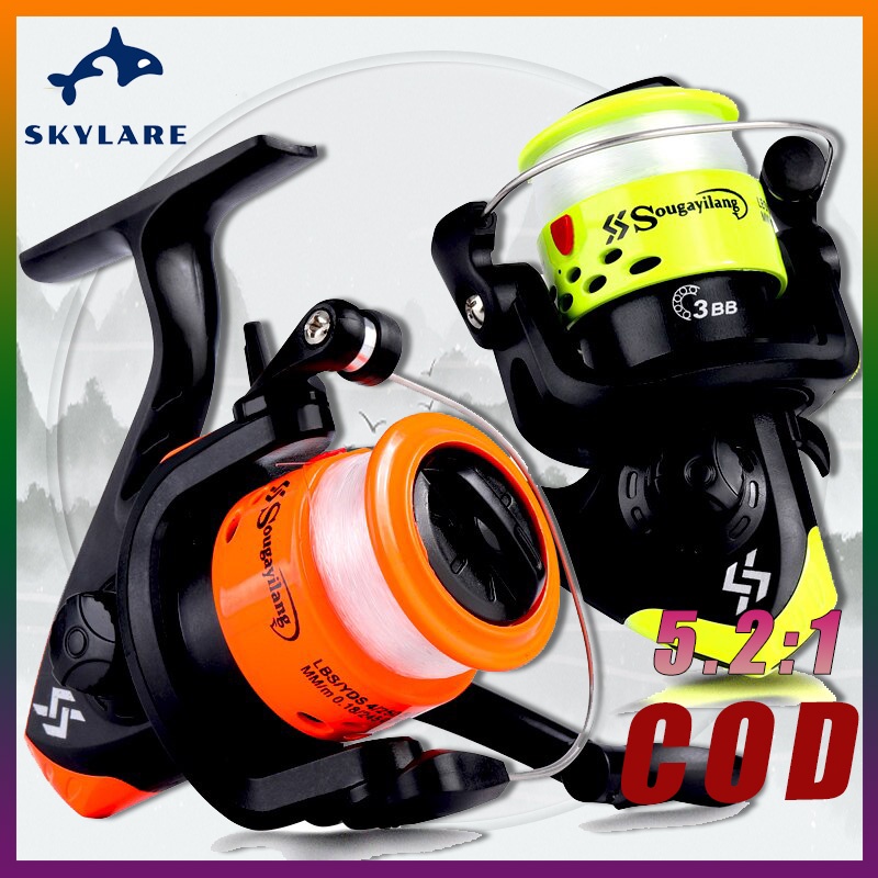 🔥Máy câu cá mini, 3 vòng bi, tỷ lệ quay 5.2: 1 với dây câu, cầm tay trái / phải
