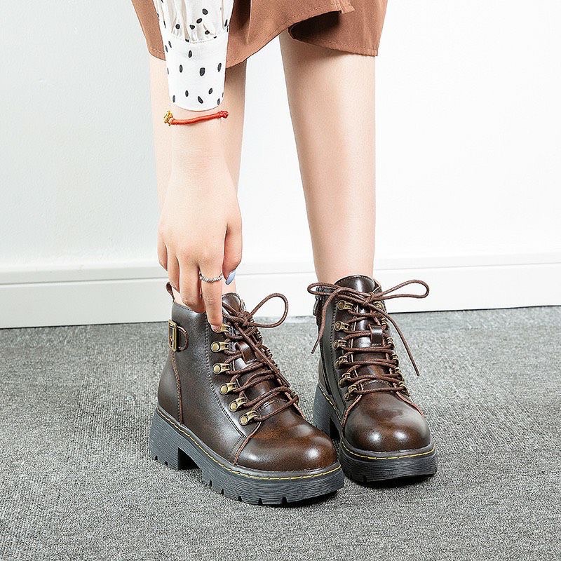 Copper boots đế cao  - Boots da bò nữ phong cách vintage, retro