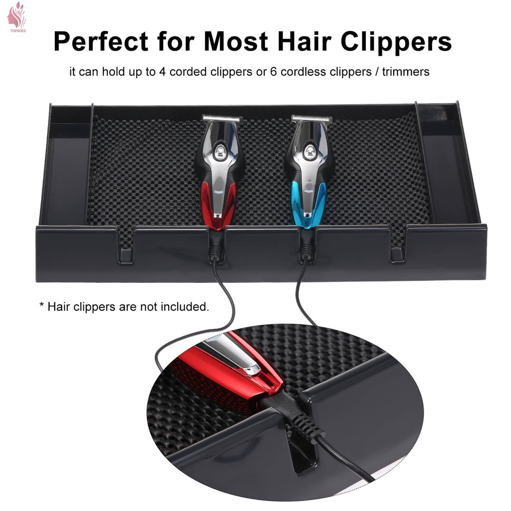 [TGHB]Hair Clipper Holder Plastic Barber Clipper Holder Tray Salon Clippers Organizer with Mat Hair Trimmer Holder Hairdresser Stylists Barber Salon Tools Black