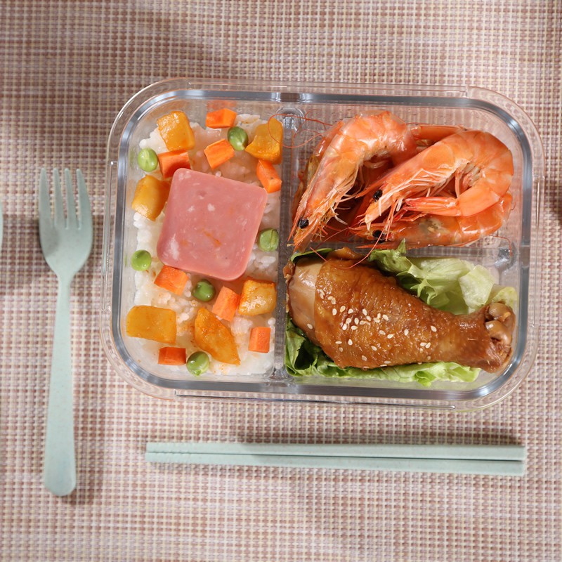 Hộp thủy tinh cao cấp Glass Food Container 3 ngăn 1000ml - Hộp cơm thủy tinh 3 ngăn