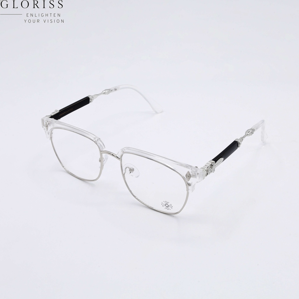 Gọng kính cận nam nữ thời trang GLORISS -  Chorme Hearts cắt vành cắt mắt cận, viễn, loạn thoải mái