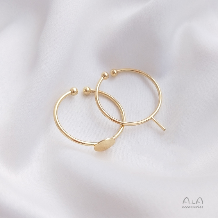 [Little Blu] Vòng Đế Phẳng Mặt Nửa 14K Màu Vàng Đồng Hỗ Trợ Làm Thủ Công DIY