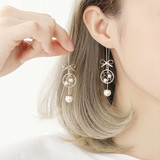 Bông tai thắt nút nơ và hạt châu MS229
