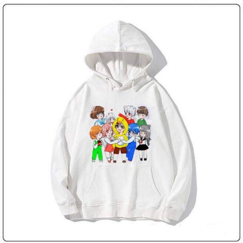 Áo Hoodie Nam Nữ Hero Team Mini World màu trắng