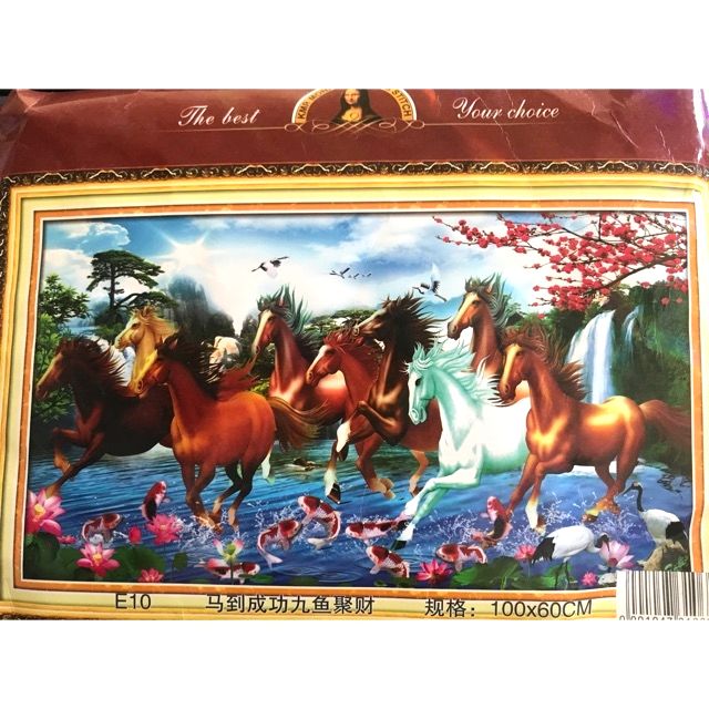 Tranh thêu chữ thập Mã đáo thành công E10 (100x60) chưa thêu