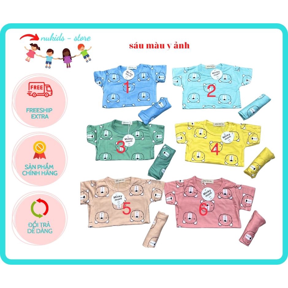 Bộ Minky Mom Cộc Tay in hình gấu Bộ Thun Lạnh Cộc Tay siêu mềm mịn mát cho bé