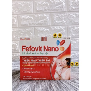 Viên bổ sung sắt Fefovit Nano cho trường hợp thiếu máu, thiếu sắt.(Hộp 100 viên)