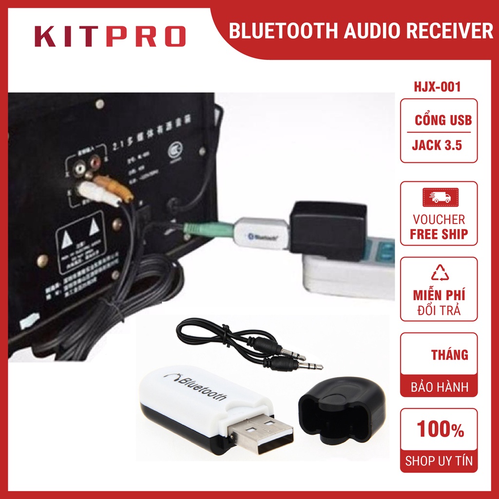 Usb Bluetooth HJX-001 Chuyển Loa Thường Thành Loa Bluetooth Qua Cổng USB Hoặc Jack Cắm 3.5 KITPRO