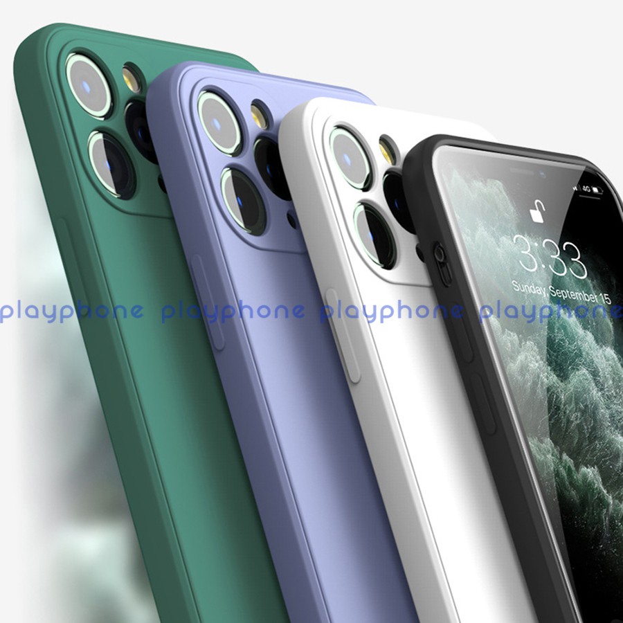 Ốp lưng Silicon chống bẩn viền vuông bảo vệ camera ip 7 8 6 6s Plus Xs Max 11 11 Pro SE 2 2020 12 Mini Pro Max Play