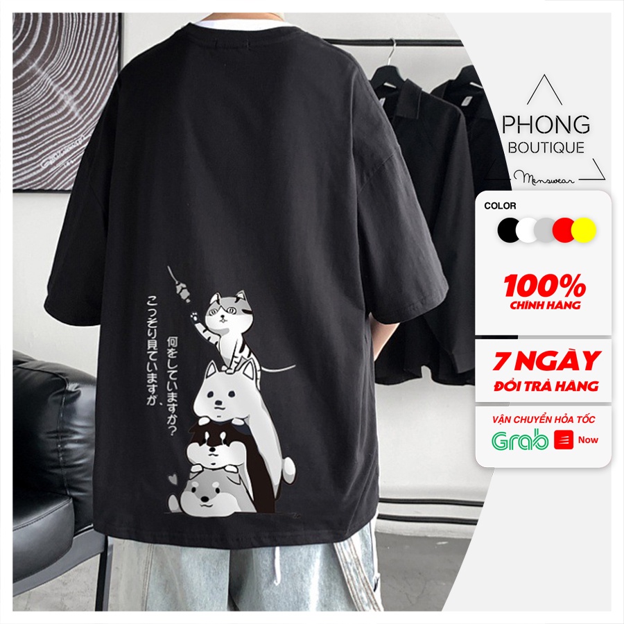 Áo thun Unisex Phong Shop MÈO DEEM phông tay lỡ nam nữ form rộng Oversize 3 màu