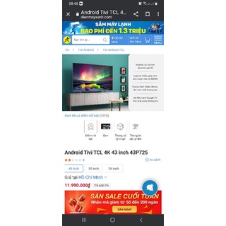 tivi tcl 4k 43icnh 43p725
