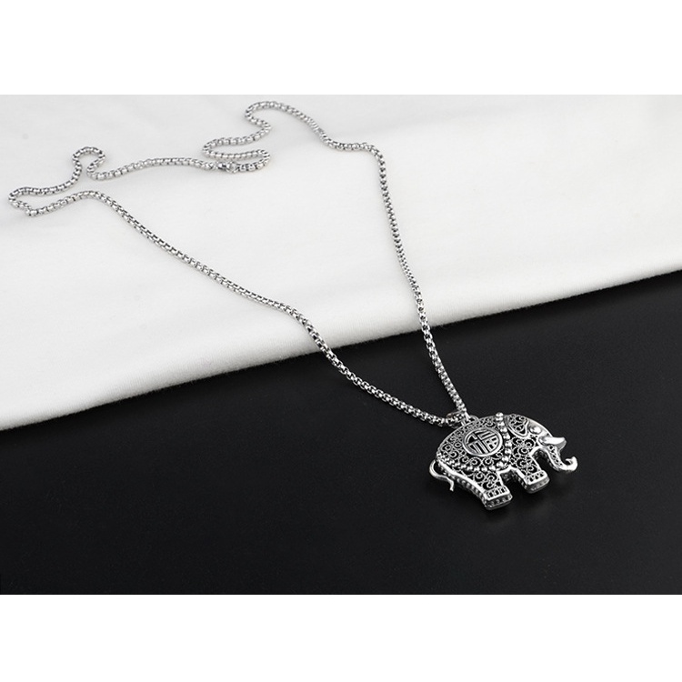 Dây Chuyền Bạc Nam Unisex Voi Cuban Đính Đá Đẹp Thời Trang Phụ kiên Cá Tính LuciferStore  Chất Liệu Titan Elephant Chain