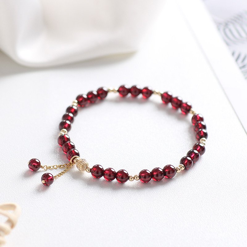 Vòng Tay Đính Đá Pha Lê Garnet Tự Nhiên Thiết Kế Đơn Giản Tinh Tế Cho Nữ