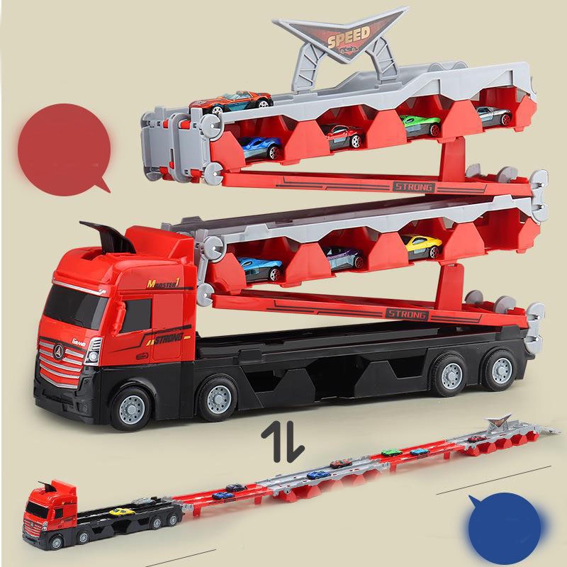 Bộ ô tô đồ chơi 3 tầng cho bé gồm 8 xe con và 1 xe to giúp bé thỏa sức sáng tạo tránh các thiết bị điện tử