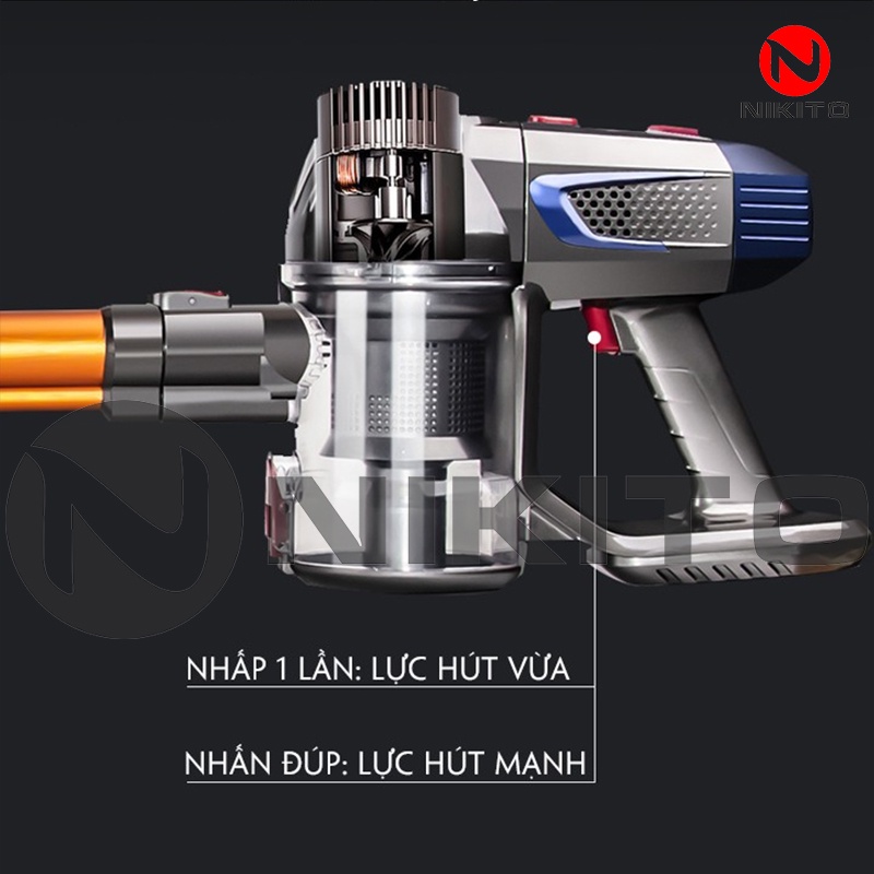 Máy Hút Bụi NIKITO VC2100 pin tích điện rời không dây cầm tay hút nệm sofa giường oto xe hơi gia đình - GIDISO