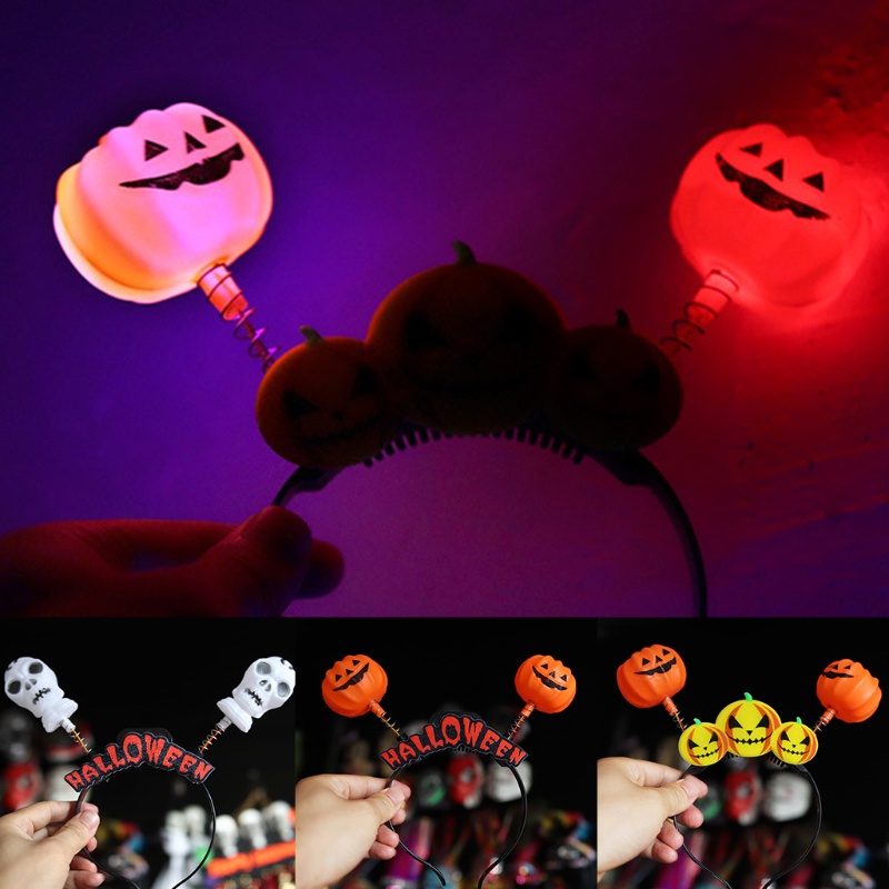 Băng đô cài tóc hình đầu lâu / bí ngô có đèn phát sáng cho lễ hội halloween