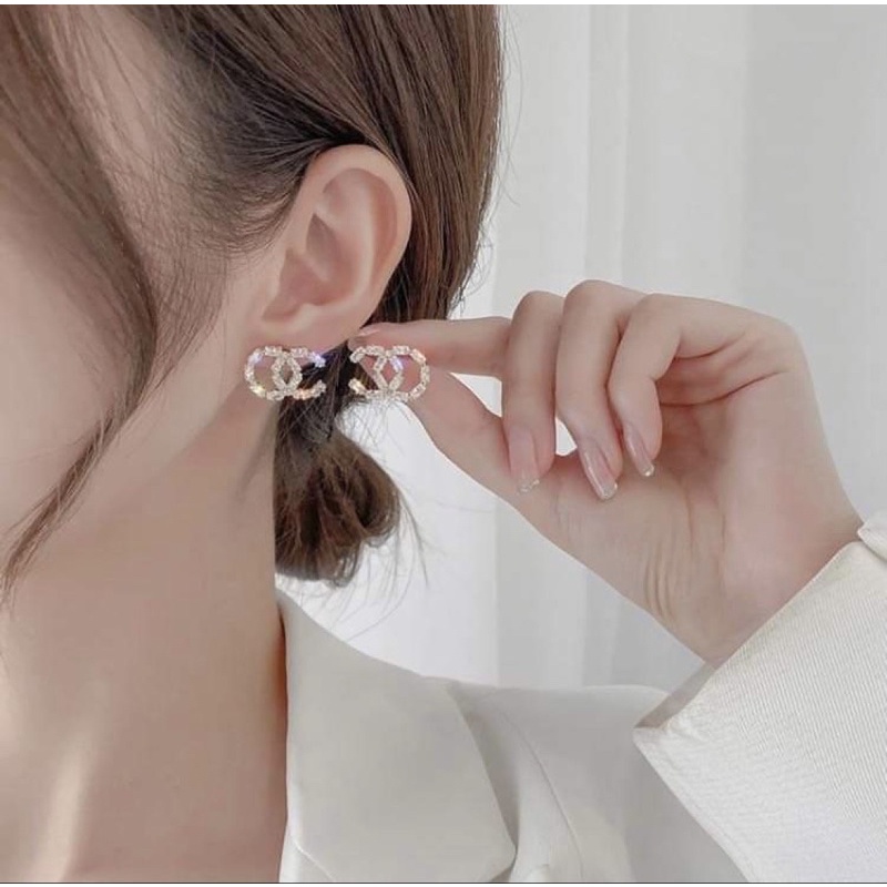 Bông tai xi mạ CD ngọc đá cô dâu -dự tiệc