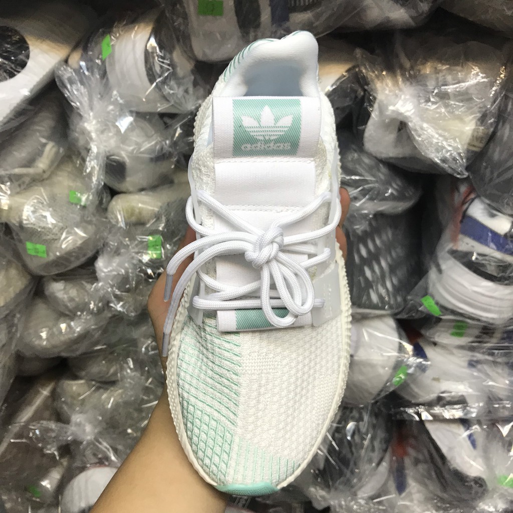 &gt;BÁN CHO VUI&lt;Giày sneaker Prophere trắng kẻ xanh lục mới nữ