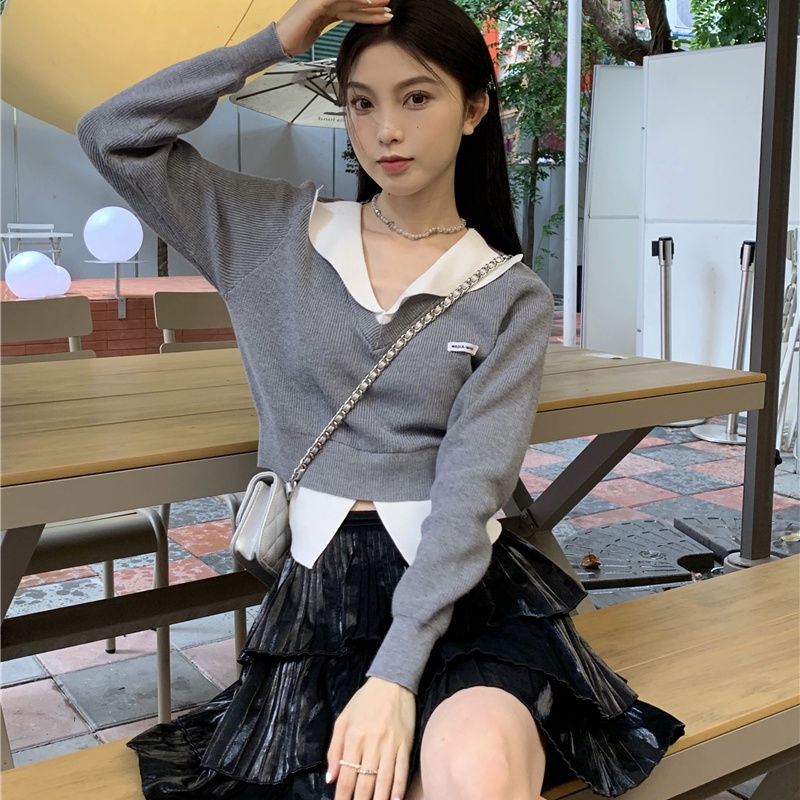 SUXI Áo Sweater Dệt Kim Tay Dài Kiểu Hàn Quốc Thời Trang Mùa Thu Năng Động