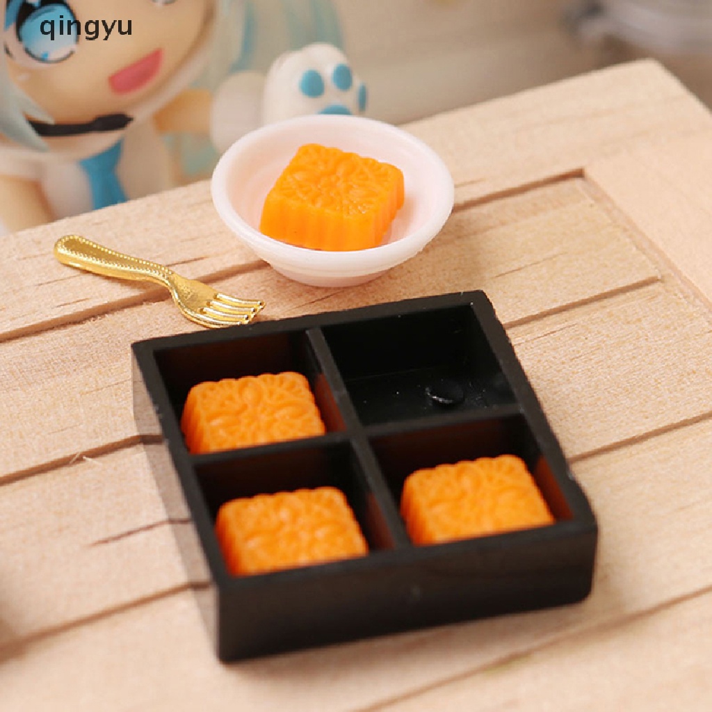 qingyu 1 Set Miniature Mid-Autumn Mooncake Mini Model 1:12 Doll House Life Scene Toys PLI