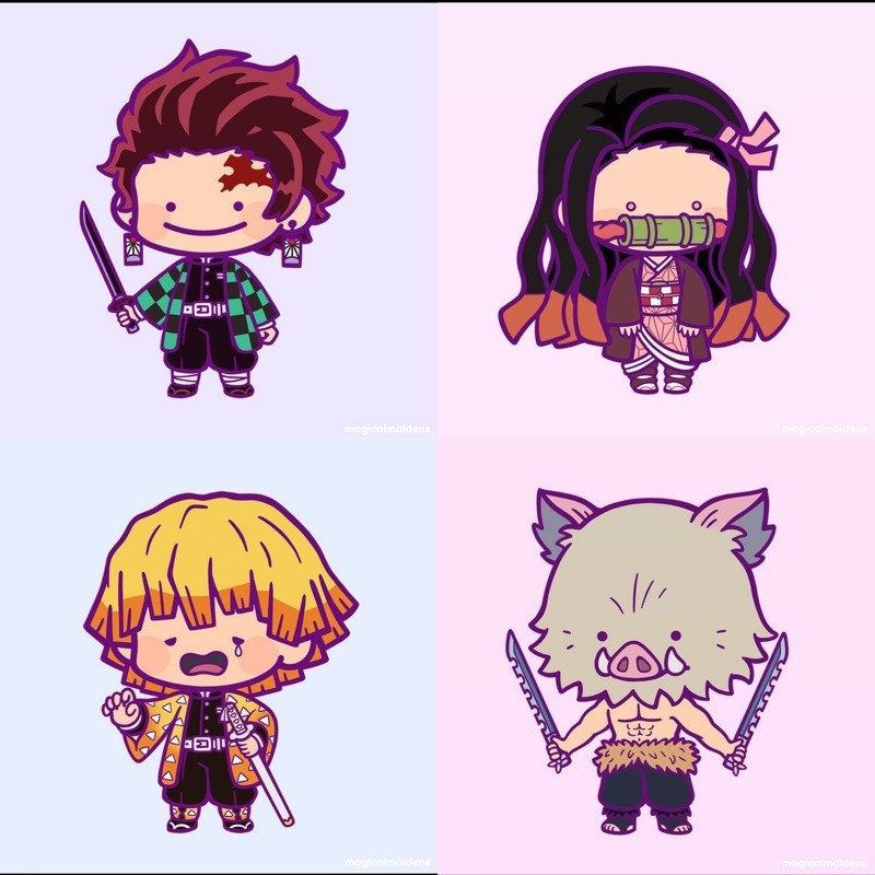Set 4 Sticker Demon Slayer (Thanh gươm diệt quỷ)
