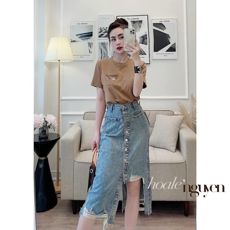 Chân Váy Cúc Dọc Rách 1 Bên Hot Hit | BigBuy360 - bigbuy360.vn