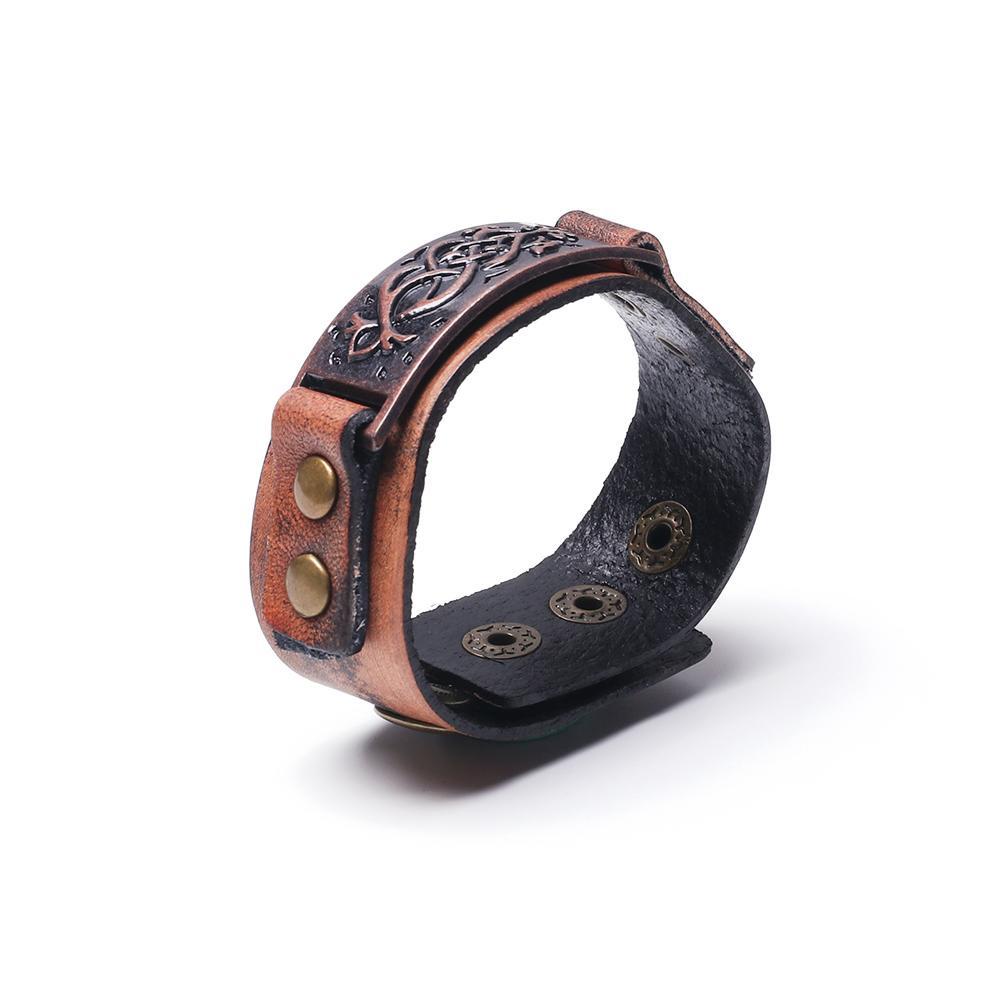 Vòng Tay Da Bản To Màu Nâu Cổ Điển